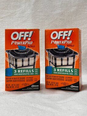 NOS [2] OFF! POWERPAD REFILLS Lamp & Lantern 3 Mosquito Repellent Pads & Candles